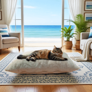 Kitty Bed – Beige Faux Rabbit Fur with Foam-Crumb Insert (Bundle & Save)