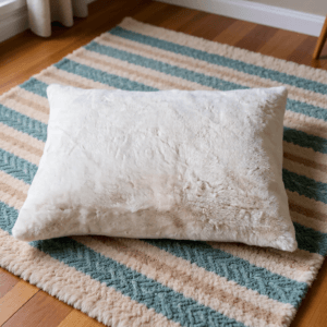 Kitty Bed – Beige/Apricot Faux Rabbit Fur & Natural Calico (Cover Only)