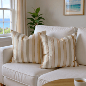 White & Gold Stripe Scatter Cushion (Cover Only)