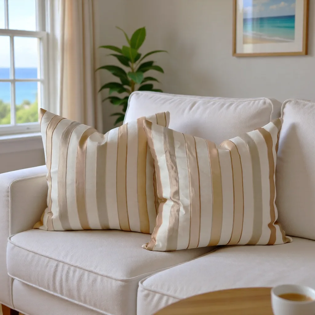 White & Gold Stripe Scatter Cushion (Cover Only)