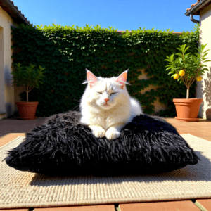 Kitty Bed – Navy Faux Fur “African Porcupine” with Foam-Crumb Insert (Bundle & Save)