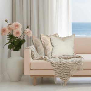 Natural Calico Cushion with Jute Trim – Cover + Insert Bundle