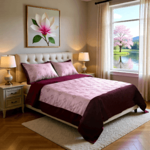 Chameleon Pink & Burgundy Embroidered - Doona/Duvet Set