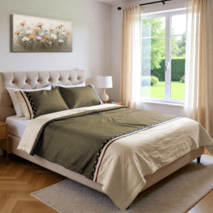 Olive & Soft Gold Doona/Duvet Set