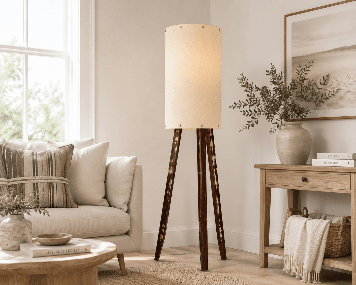 Sandbar Handcrafted Floor Lamp | Natural Calico - Image 4