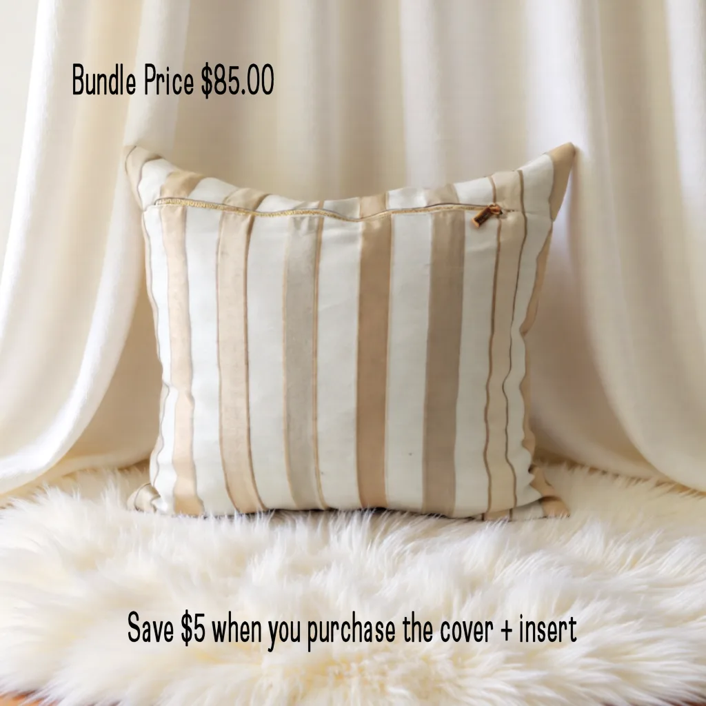 White & Gold Stripe Scatter Cushion (Cover Only) - Image 3