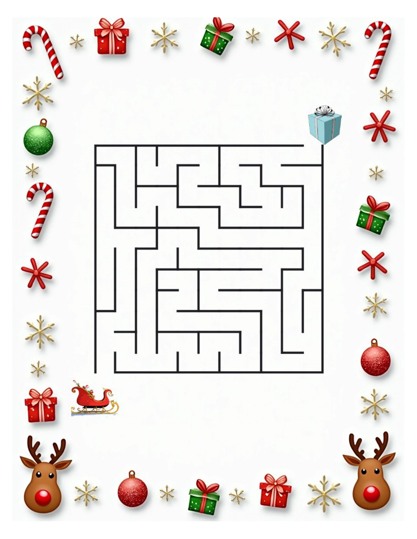 Christmas Mazes – Medium – 50 Printable Puzzles - Image 3