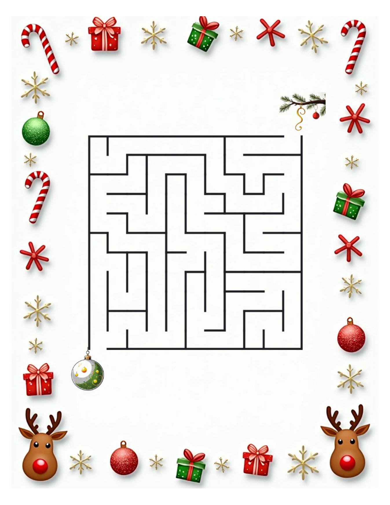 Christmas Mazes – Medium – 50 Printable Puzzles - Image 6