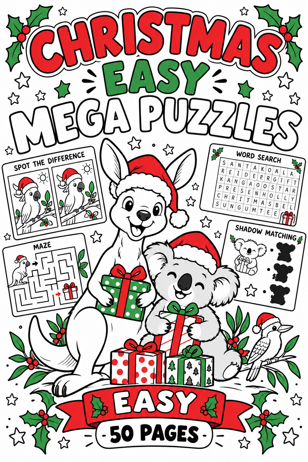 Christmas Easy Mega Puzzle Book for Kids
