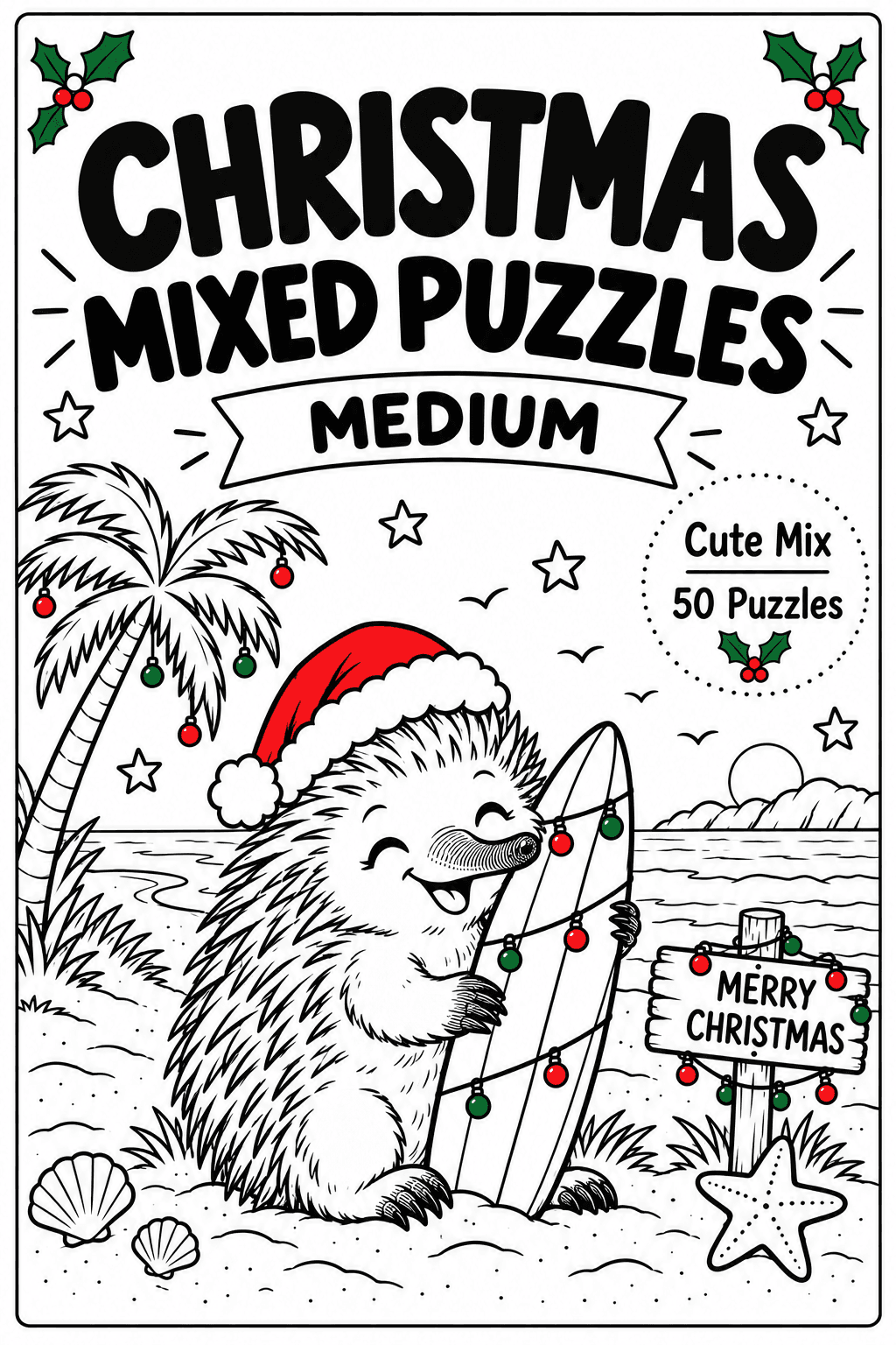 Christmas Mixed Puzzles – Medium – Cute Mix – 50 Printable Puzzles