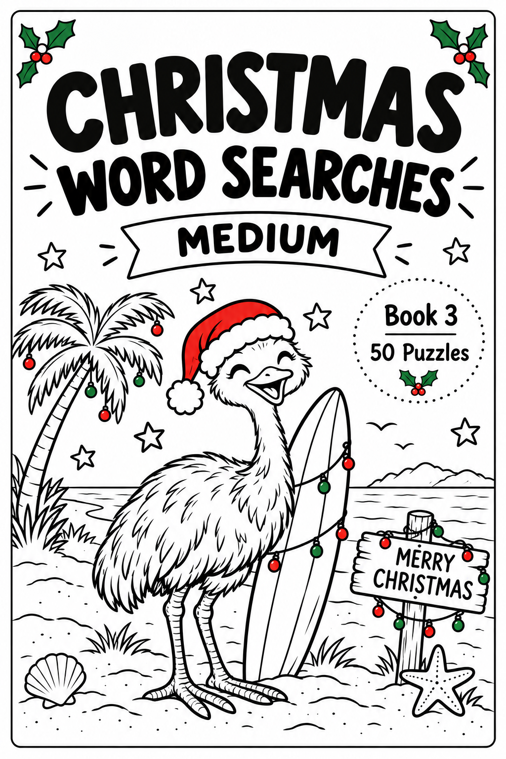 Christmas Word Searches – Medium – 50 Printable Puzzles – Book 3
