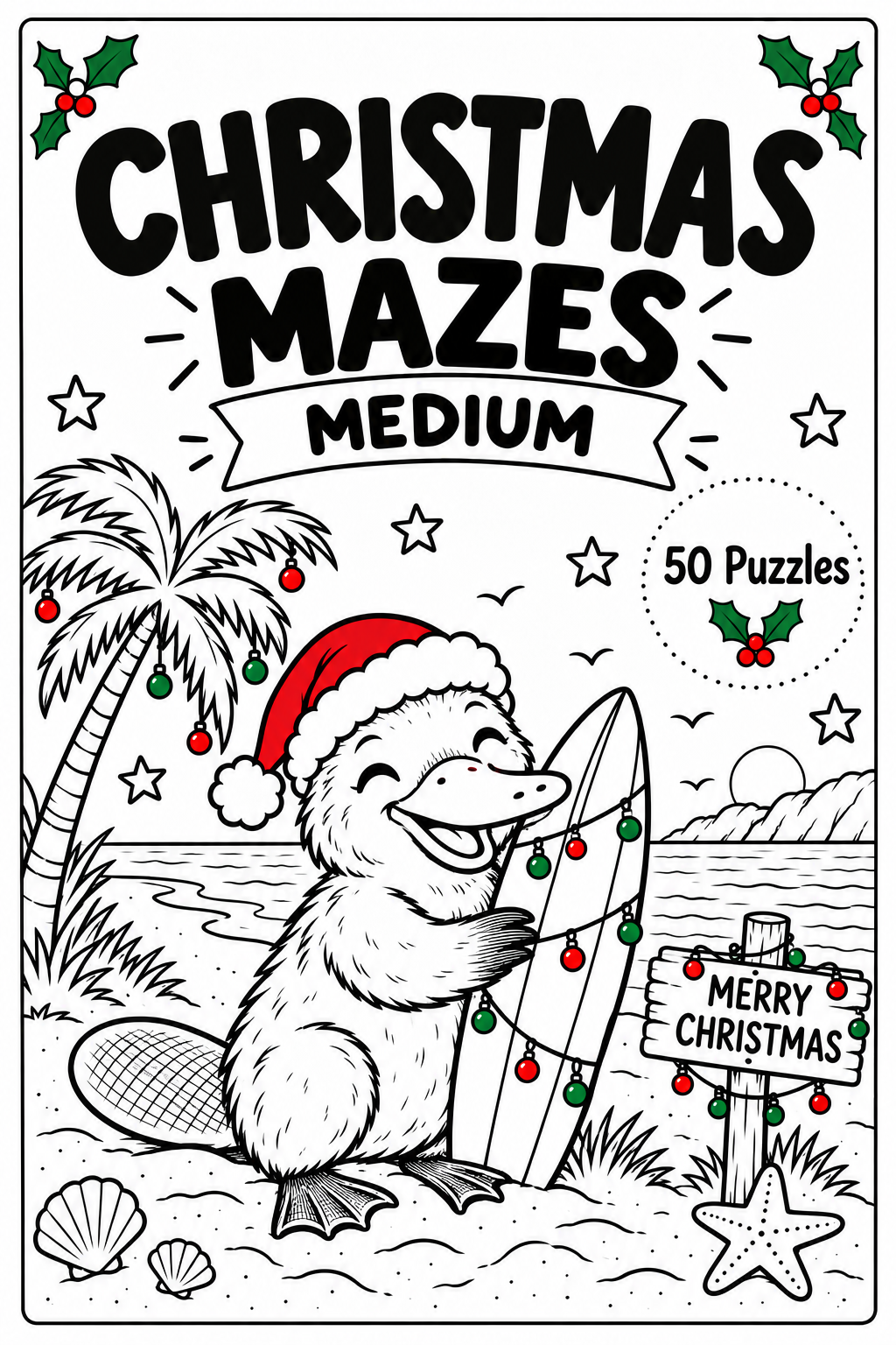 Christmas Mazes – Medium – 50 Printable Puzzles