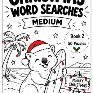 Christmas Word Searches – Medium – 50 Printable Puzzles – Book 2