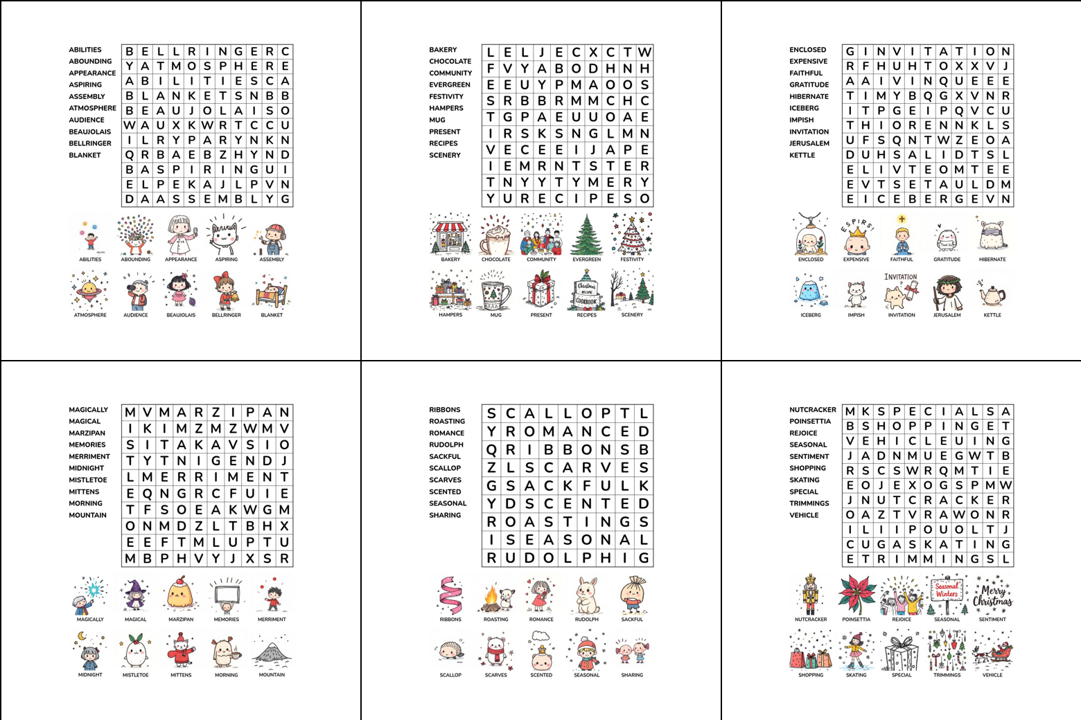 Christmas Word Searches – Medium – 50 Printable Puzzles – Book 2 - Image 4