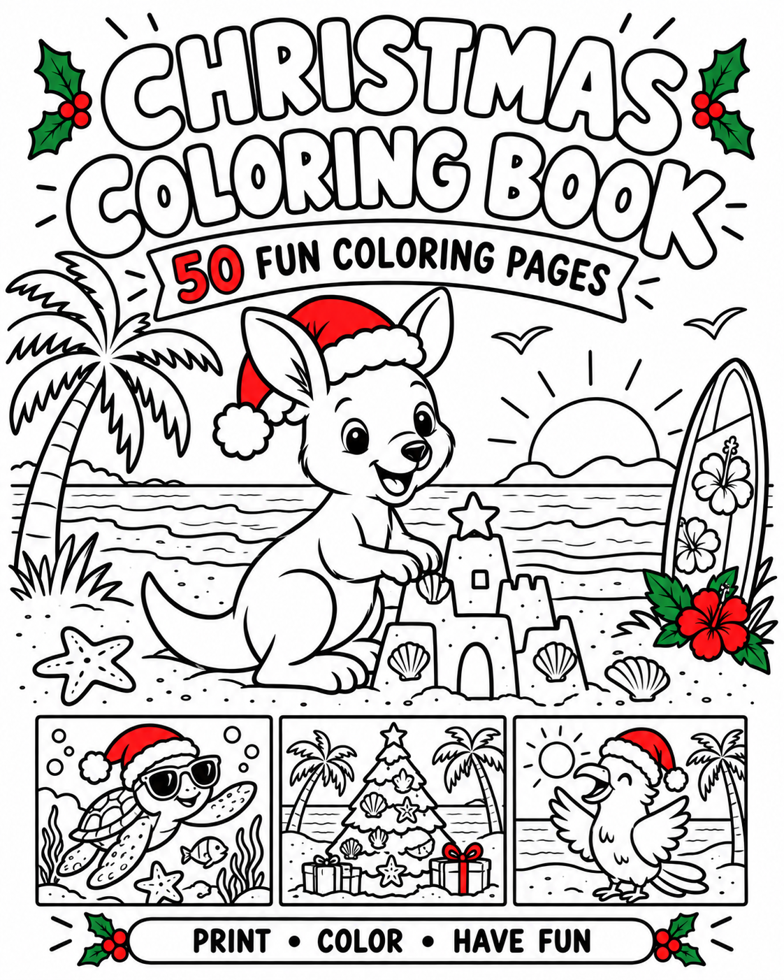 Australian Christmas Colouring Book – 50 Printable Pages - Copy