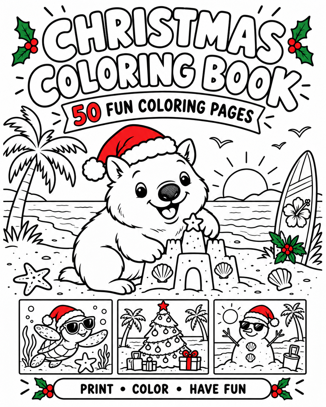 Australian Christmas Colouring Book – 50 Printable Pages